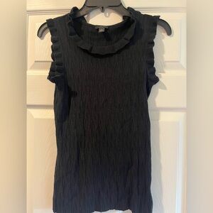 Ann Taylor Factory Black Ruffled Sleeveless Blouse